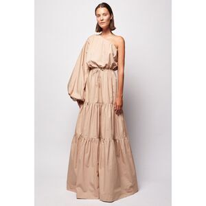 SWF One shoulder Maxi Dress in Tan Vacation Wedding Guest size Brunch  S NWT